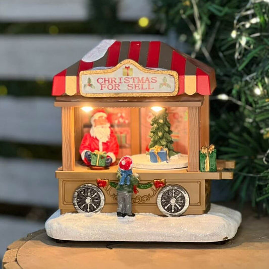 Cenário Natalino Christmas For Sell com Luz e Movimento – 14 x 9,5 x 14cm
