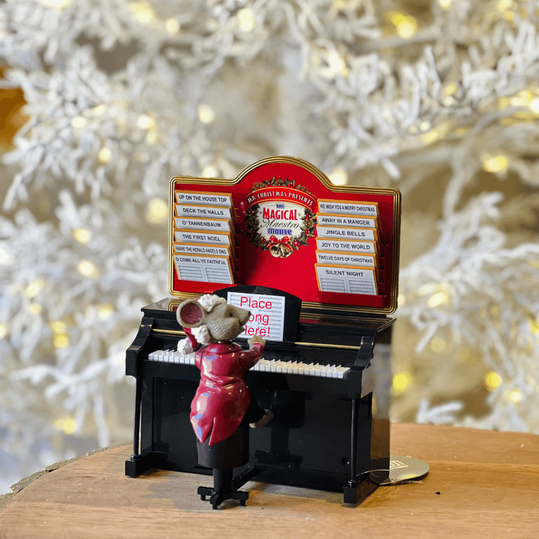 Enfeite Natalino Ratinho no Piano com Música – 13cm