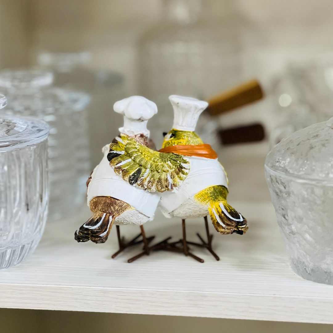 Pássaros Cozinheiros Com Bolo - 10cm
