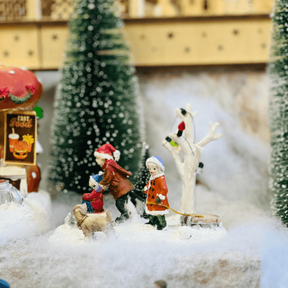 Cenário Natal Crianças na Neve 9,3x13,2x7,3cm