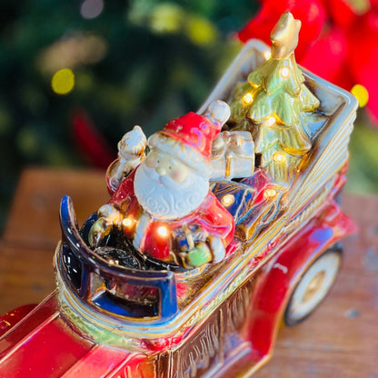 Carro Natalino Papai Noel Com Led- 39cm