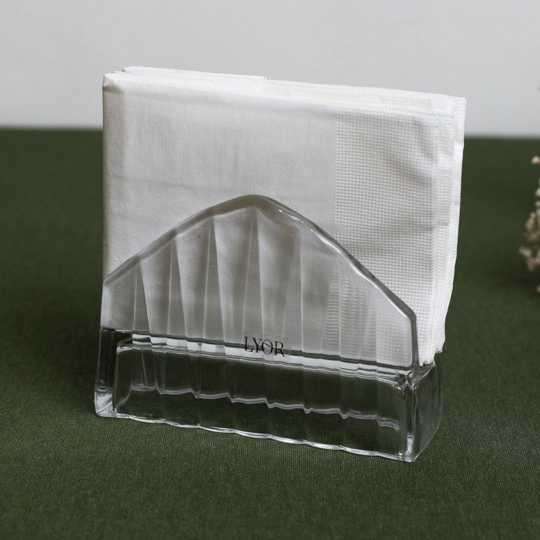 Porta Guardanapos de Cristal Radial - 7,5cmx12cmx10,5cm