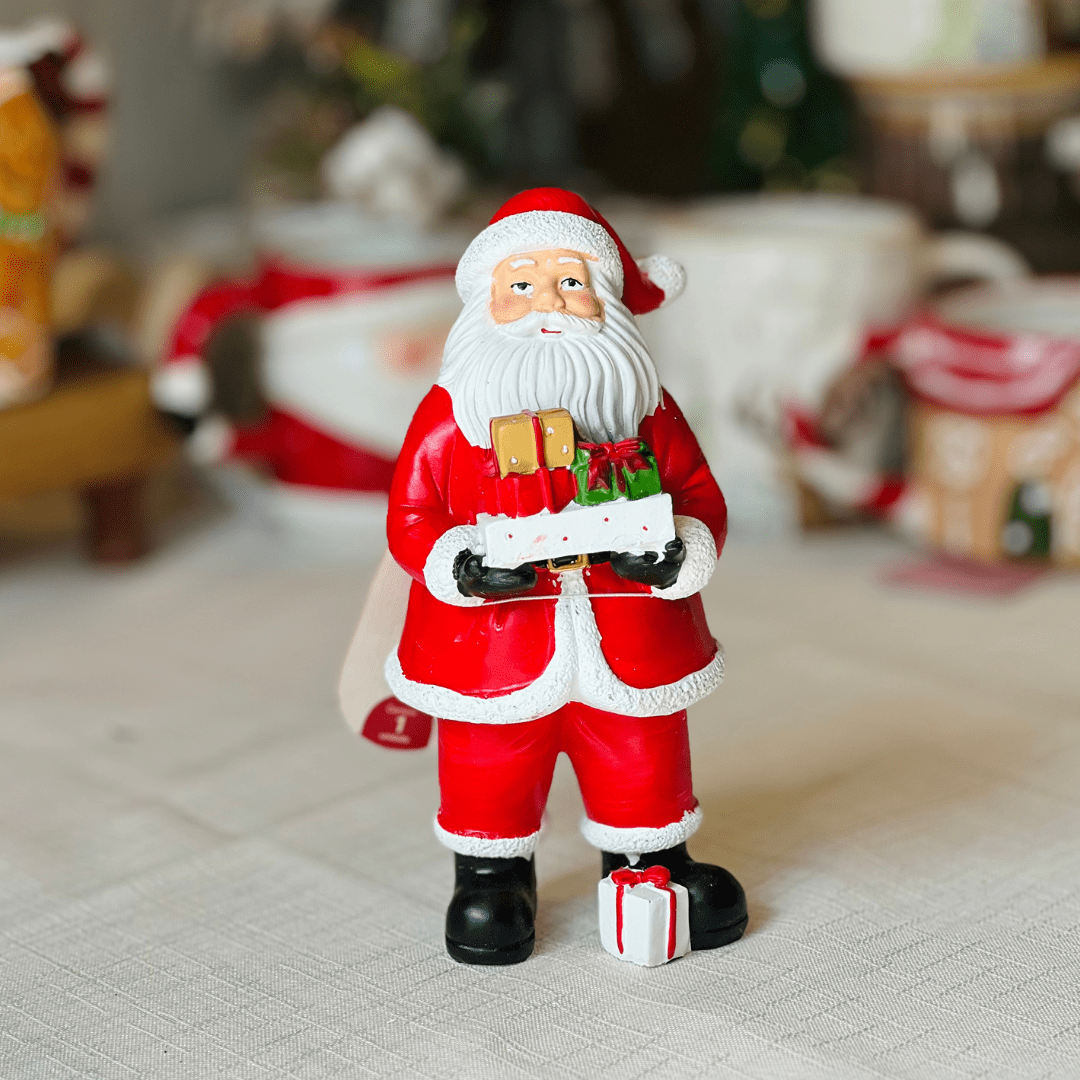 Papai Noel Com Presentes de Poliresina 8x7,5x18cm