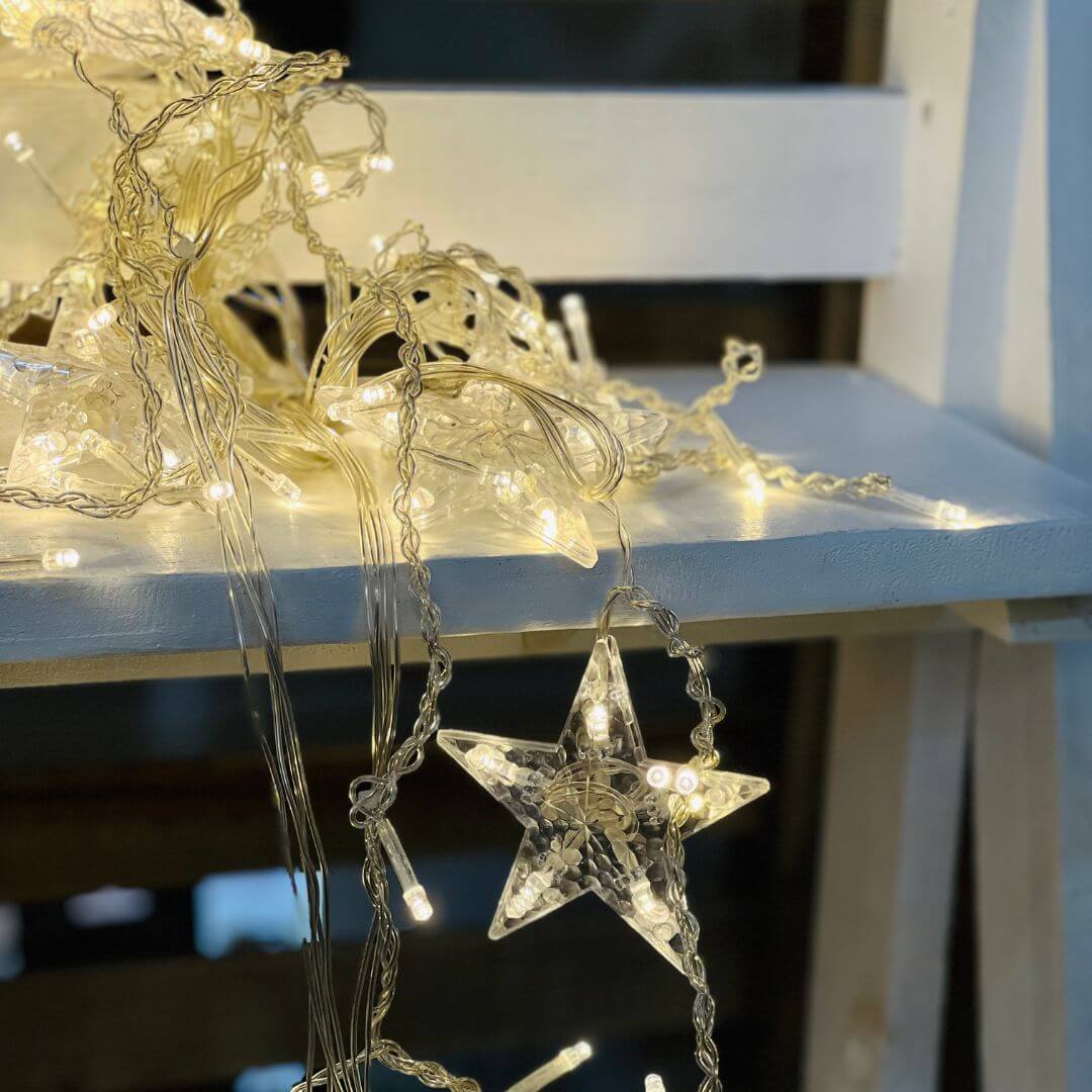 Cortina de Luz 12 Estrelas 138 LEDs Warm White – 3 x 1m 220V