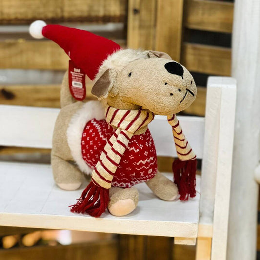 Cachorro Decorativo Sentado com Casaco de Pelúcia – 35cm