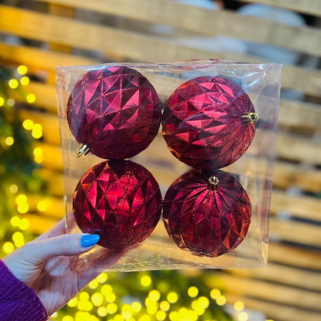 Bola Trabalhada Fosca – 10cm | Jogo 4 Peças