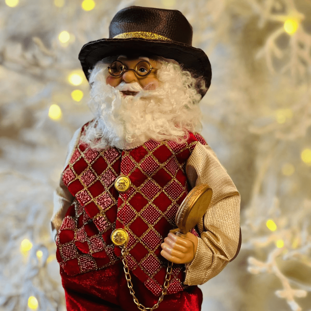 Decoração Papai Noel com Relógio - 30 cm