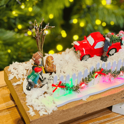 Mini Cerca Natalina Com Festão e Led Branco 16cm
