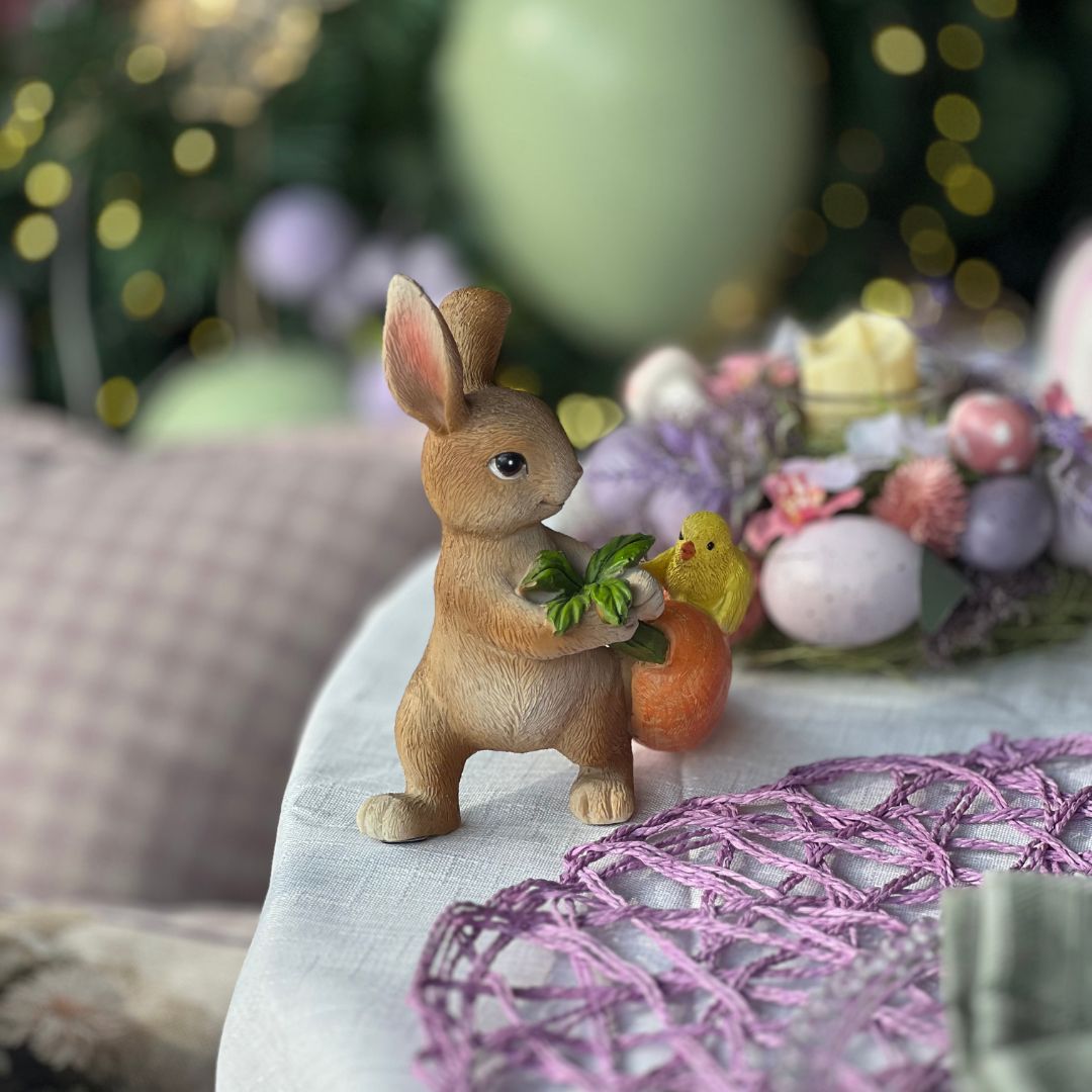 Coelho com Cenoura e Pintinho - 15cm