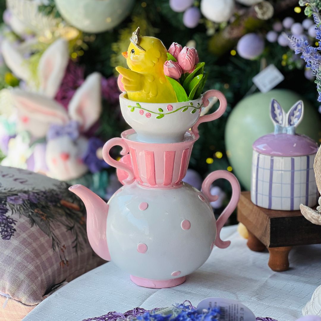 Pintinho no Bule e Xícaras - 33cm