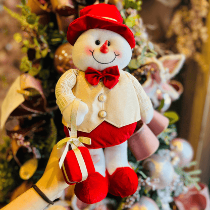 Boneco de Neve Natalino Em Pé Com Presente 40cm