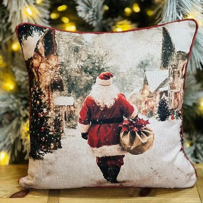 Capa Natalina Cenario Noel Com Cordone 43x43cm