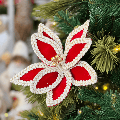 Flor Natalina Bico de Papagaio Aveludado Vermelho 30x19cm