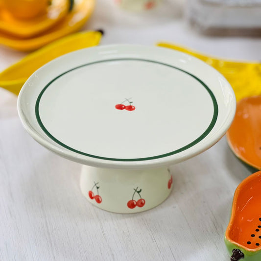 Prato Com Pé Cone Cereja Tutti-frutti - 13,5x26,5