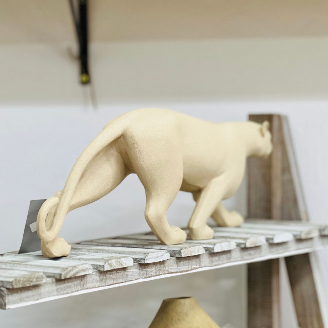 Escultura Leopardo Em Poliresina - 45cm