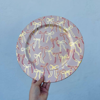 Sousplat Laços Rosa e Dourado – 33 x 33cm