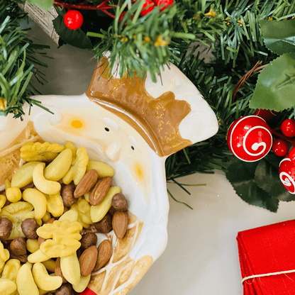 Travessa Natalina Quebra Nozes Gingerbread de Cerâmica 24x16x7cm