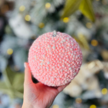 Bola Decorada de Natal Rosa - 15cm