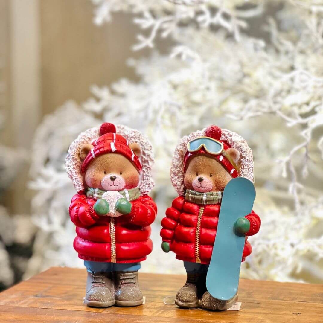 Urso Resina Com Snowboard - Alt 18 Cm