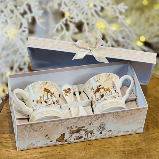 Kit 2 Xícaras Decorada com Renas – 280 ml | 9,5 cm