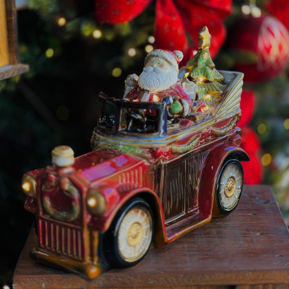 Carro Natalino Papai Noel Com Led- 39cm