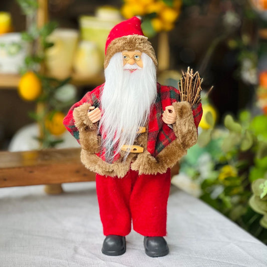Papai Noel Vermelho Tradicional com Gravetos - 30cm
