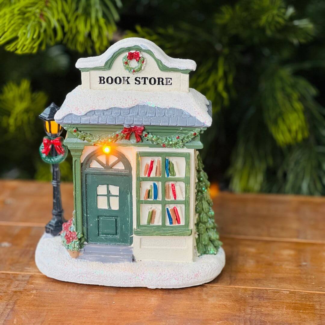 Livraria em Polirresina com Luz LED | 13,5cm