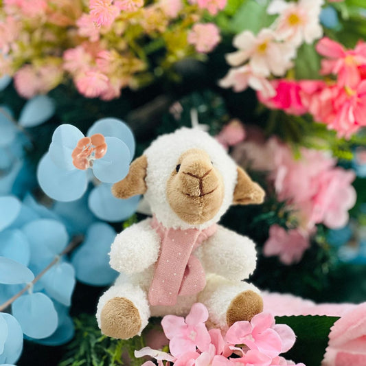 Mini Ovelha Com Laço Rosa - 11cm