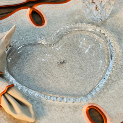 Prato Raso Cristal de Chumbo Coração Pearl 25x22x2cm
