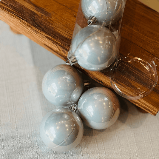 Jogo Com 6 Bolas Natalinas Peroladas Prata 6cm