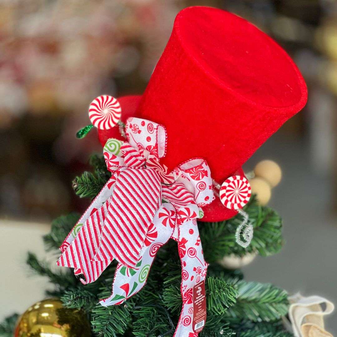 Ponteira Árvore de Cartola Candy - 21x22cm Vermelha