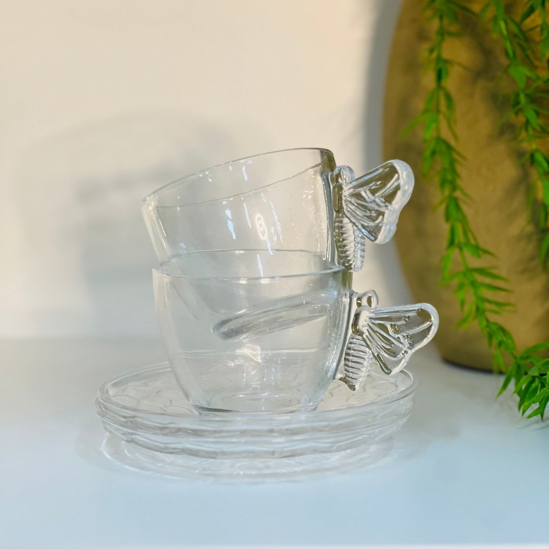 Conjunto 4 Xícaras de Chá Com Pires Bee - 200ml