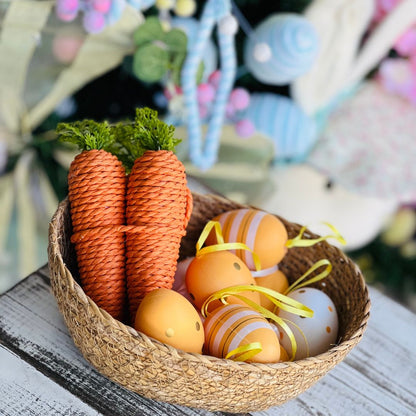 Jogo de 9 Ovos Decorativos para Pendurar Laranja - 6cm