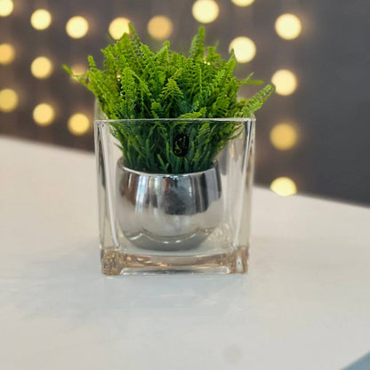 Vaso de Vidro Quadrado Transparente – 10cm