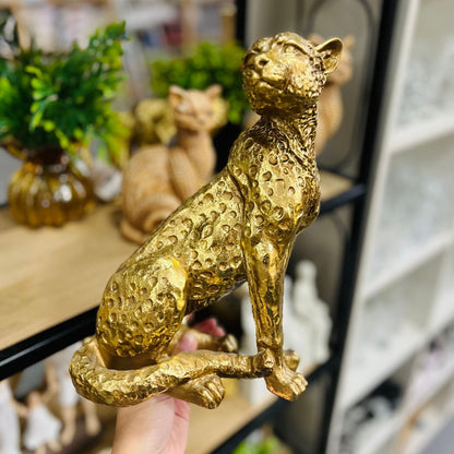 Escultura Leopardo Em Poliresina - 27cm