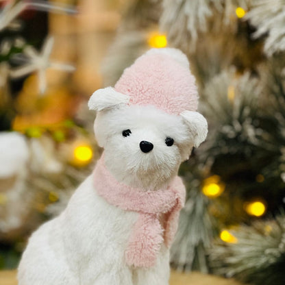 Urso de Natal Sentado de Sisal Rosa 26cm