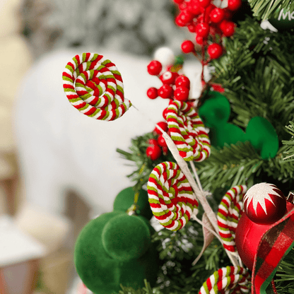 Galho Natalino Pirulito Verde, Vermelho e Branco 56cm