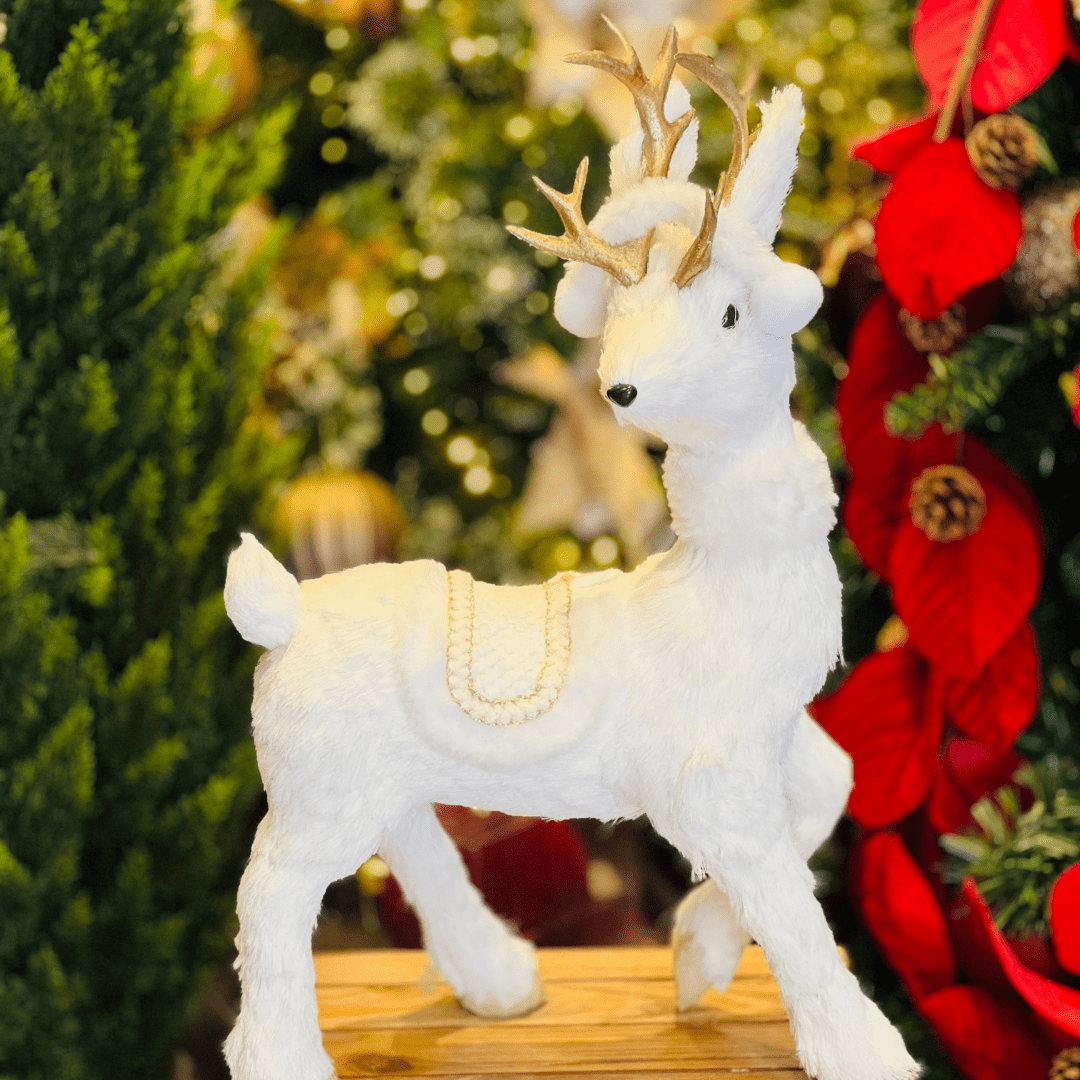 Rena Natalina Branco e Dourado de Sisal 56X37cm