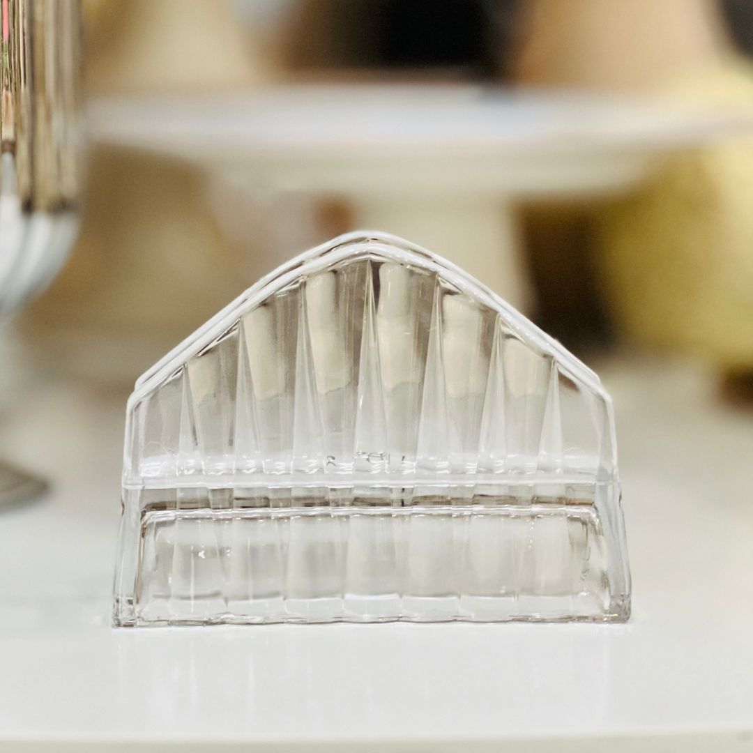 Porta Guardanapos de Cristal Radial - 7,5cmx12cmx10,5cm