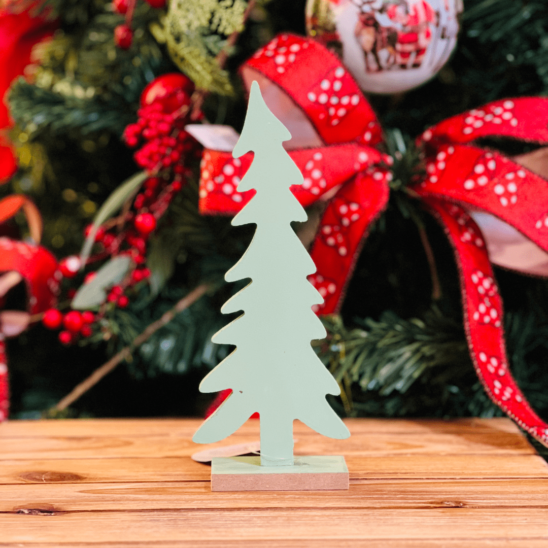 Árvore Natalina Verde de Madeira 21cm