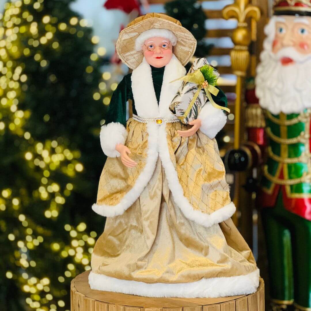 MAMÃE NOEL NATAL EM PÉ DOURADO - 60CM