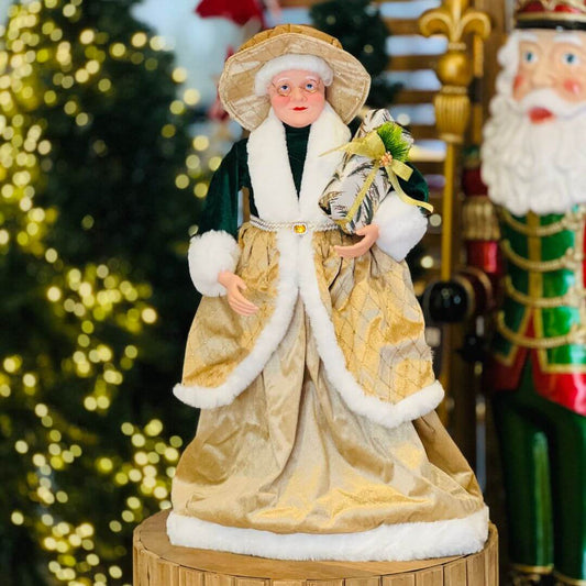 MAMÃE NOEL NATAL EM PÉ DOURADO - 60CM