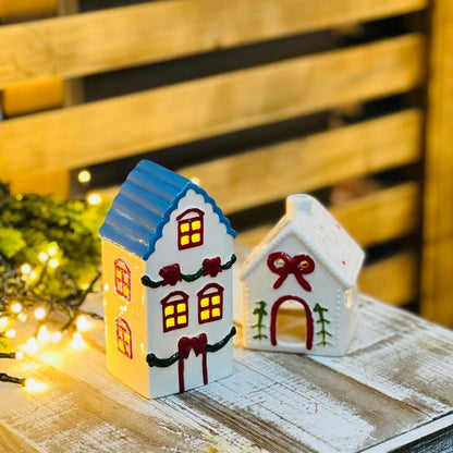 Chalé de Cerâmica Natal com Led - 13cm