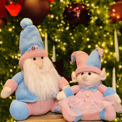 Papai Noel Sentado Rosa e Azul 36cm