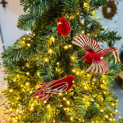 Passarinho Lux Dourado e Vermelho – 14cm | Kit com 3
