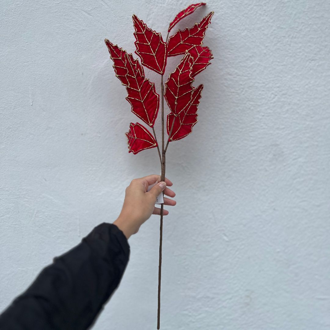 Galho Natalino Aveludado Com Glitter - 74cm