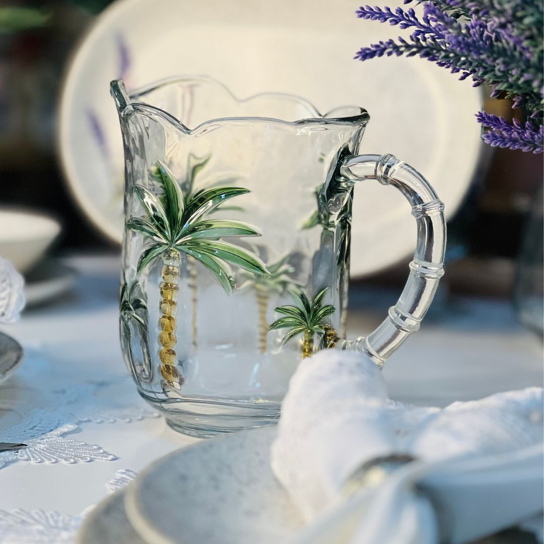 Jarra de Cristal Palm Hand Painting - 1,3L