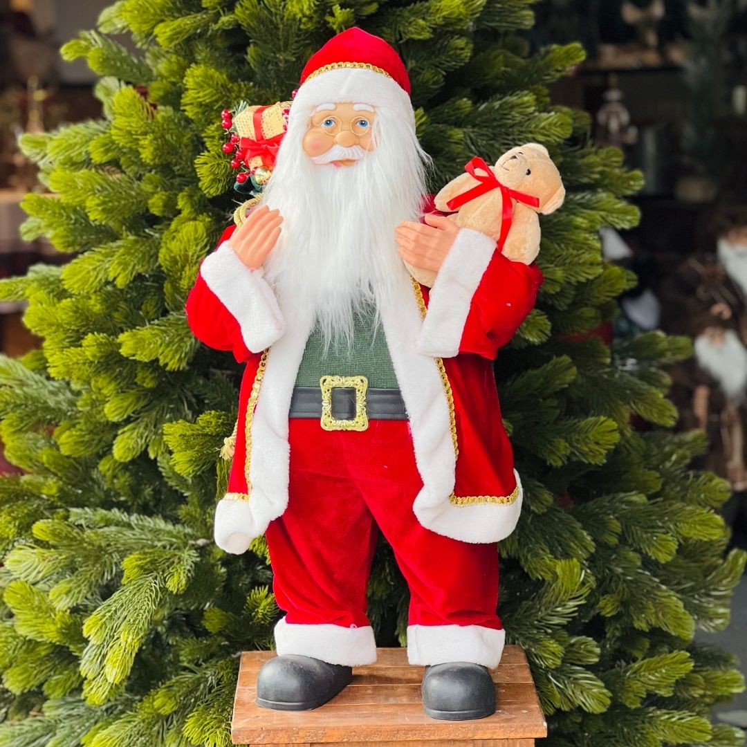Papai Noel com Urso | 80cm