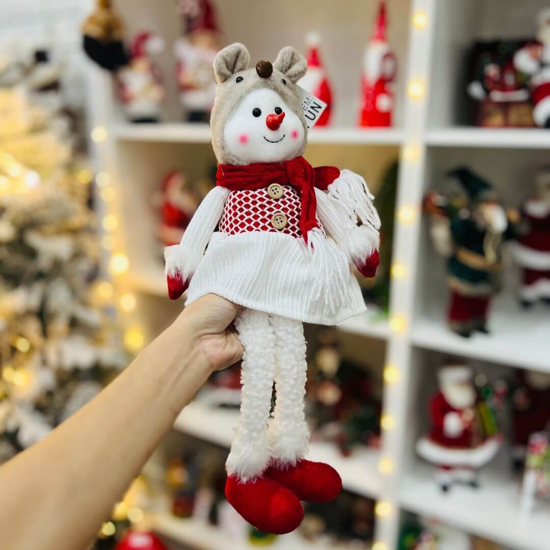 Boneco de neve com gorro de Urso - 50cm