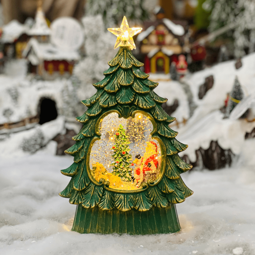 Árvore Natalina Globo de Água Com Led de Resina 26x9,7x16,3cm